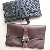 Сумки и аксессуары handmade. Livemaster - original item Tobacco pouches made of leather Quilted and Retro Black. Handmade.