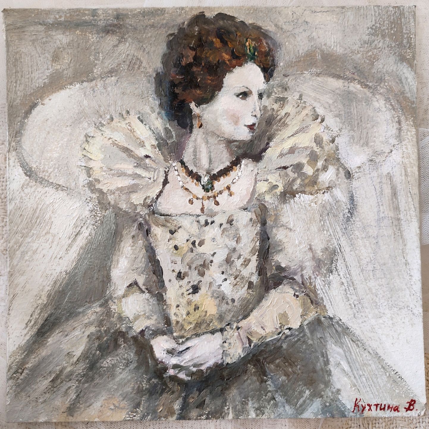 "Королева Елизавета I" Картина маслом 20х20 см на картоне в интернет ...