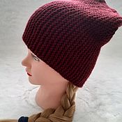 Аксессуары handmade. Livemaster - original item Knitted beanie Maroon hat. Handmade.
