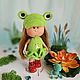 Вязаный комплект Лягушонок для кукол Little Mia. Одежда для кукол. Игрушки от Танюшки.. Ярмарка Мастеров.  Фото №5