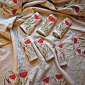 Набор салфеток Herbes De Provence из тонированного льна с росписью