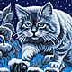 Вышитая бисером картина, В интерьер, Вышитый кот, Картина, лунный кот. Картины. Юлиания. Ярмарка Мастеров.  Фото №8