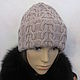 Knitted hat with arans in the color of mink. Caps. Cozy corner (nadejdamoshkina). My Livemaster. Фото №6
