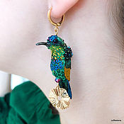 Украшения handmade. Livemaster - original item Asymmetric earrings with hummingbirds 