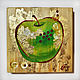  Зеленое яблочко. Картина на дереве, декоративное панно. Панно. Yulia Belasla. Интернет-магазин Ярмарка Мастеров.  Фото №2