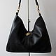 Black leather bag, suede hobo bag, black. Sacks. Olga'SLuxuryCreation. My Livemaster. Фото №4