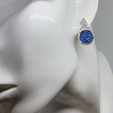 Серьги серебряные с титаниум друзой. . Украшения ручной работы - Ярмарка Мастеров Украшения ручной работы. Ярмарка Мастеров - ручная работа Серьги серебряные с титаниум друзой. Handmade.