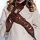 Size 7. Winter long gloves made of brown leather, Vintage gloves, Nelidovo,  Фото №1