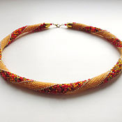 Украшения handmade. Livemaster - original item Beaded Crochet Necklace, autumn shades. Handmade.