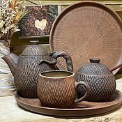 Посуда handmade. Livemaster - original item Sets of dishes with the texture of wood: mugs teapot sugar bowl. Handmade.