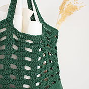 Сумки и аксессуары handmade. Livemaster - original item Bag Green knitted cotton eco shopper string bag. Handmade.