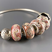 Украшения handmade. Livemaster - original item Caramel - set 5 lampwork Branzuletka beads - charms bracelet. Handmade.