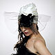 White silk organza turban with big black rose and net. Caps. TURBAN SVS. Online shopping on My Livemaster.  Фото №2