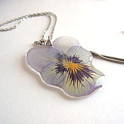 Украшения handmade. Livemaster - original item Pendant with Real Flower Pansies Viola Jewelry Blue. Handmade.