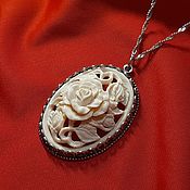 Украшения handmade. Livemaster - original item Rose - carved pendant on a silver chain. Handmade.