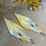 Украшения handmade. Livemaster - original item Bright beaded earrings in the ethnic style of the Sun. Handmade.