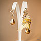 Asymmetric earrings 'birth of the Phoenix'. Earrings-birds, Tassel earrings, Moscow,  Фото №1