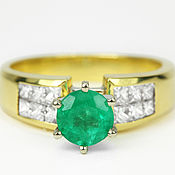 Украшения ручной работы. Ярмарка Мастеров - ручная работа 18K Emerald Diamond Statement Ring, 2 Row Diamond Channel Set, Round E. Handmade.