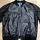 Men's bomber jacket, made of crocodile skin and genuine leather, in black, Mens outerwear, St. Petersburg,  Фото №1