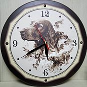 Для дома и интерьера handmade. Livemaster - original item Clock plaque picture gift number №16 Hunting dogs. Handmade.