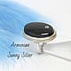 Black Obsidian and zircon ring in 925 Sterling silver SP0119, Rings, Yerevan,  Фото №1
