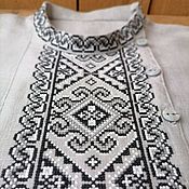 Русский стиль handmade. Livemaster - original item Gray blouse with embroidery. Handmade.