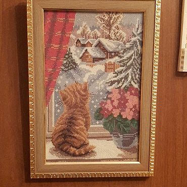 Картины и панно ручной работы. Ярмарка Мастеров - ручная работа Котёнок вышивка крестом 25×35. Handmade.