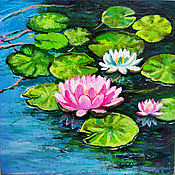 Картины и панно handmade. Livemaster - original item Painting Water Lilies 20h20 Pond Oil On Canvas. Handmade.