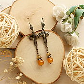 Украшения handmade. Livemaster - original item Bee earrings with Chalcedony. Handmade.