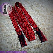Русский стиль handmade. Livemaster - original item Fern Flower Belt, Overcome Grass and Veles black and Red. Handmade.
