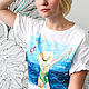 T-shirt white I Love the sea hand painted, T-shirts, St. Petersburg,  Фото №1