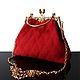 Bright red suede evening bag, Classic Bag, Bordeaux,  Фото №1