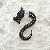 Украшения handmade. Livemaster - original item Single earring: Sein ha from Buffalo horn Dragon small. Handmade.