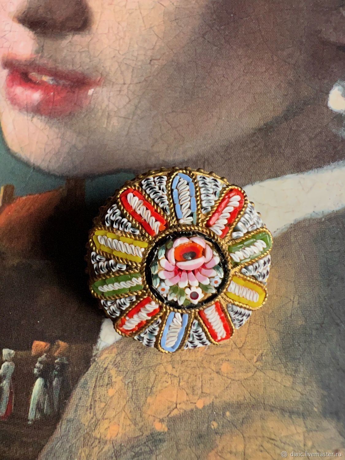 Antique brooch 'Rose', micromosaic, Italy, Vintage brooches, Arnhem,  Фото №1