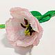 PINK TULIP brooch-flower beaded, Brooches, Krasnoyarsk,  Фото №1