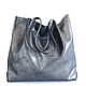 Silver Leather Bag-Silver Tote Shopper Package Medium Shiny, Tote Bag, Moscow,  Фото №1