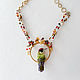 Necklace 'Green woodpecker'. Bulk embroidery, Necklace, Moscow,  Фото №1