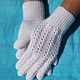 White knitted gloves ' Fishnet track'. Gloves. Tatiana Boyarova. Online shopping on My Livemaster.  Фото №2