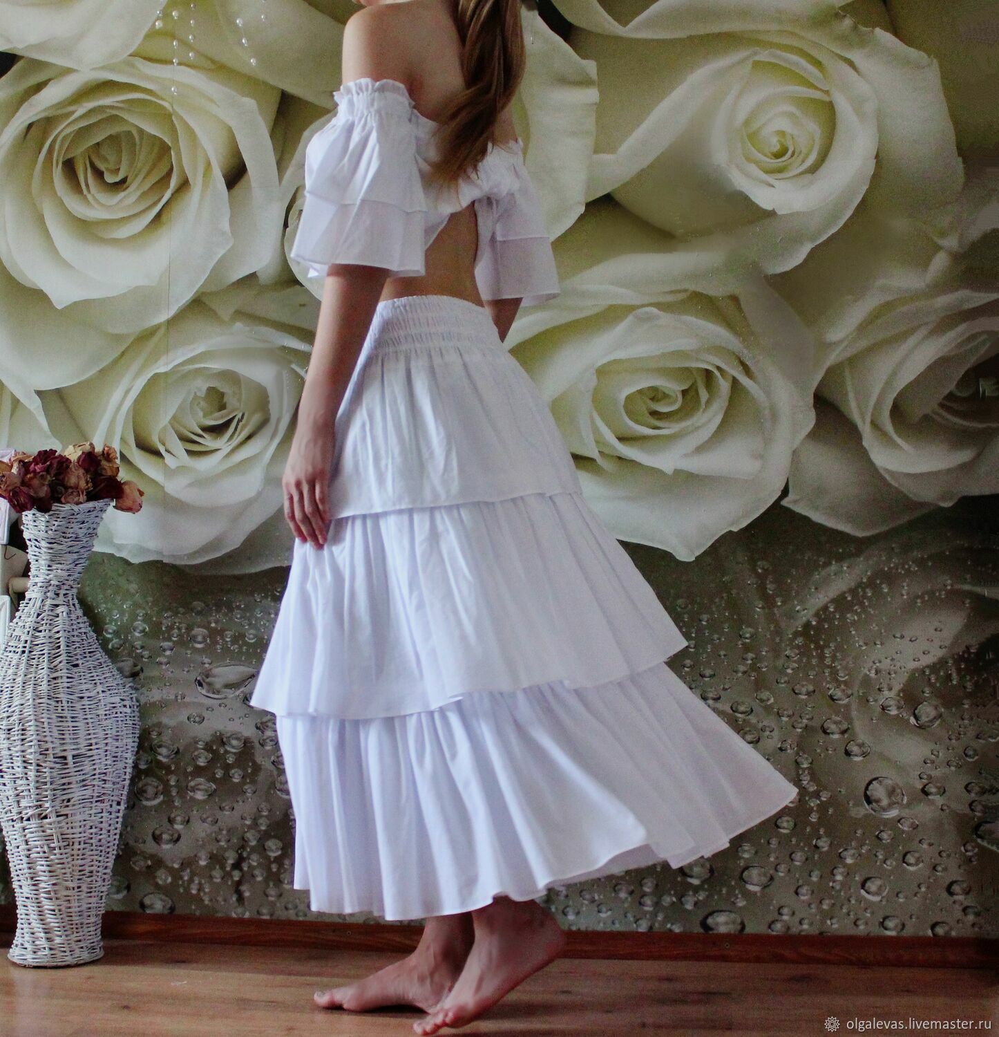 Юбки: юбка бохо длинная летняя из белоснежного батиста Красотка в ...