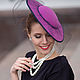 Evening hat with veil. Color fuchsia, Hats1, Moscow,  Фото №1
