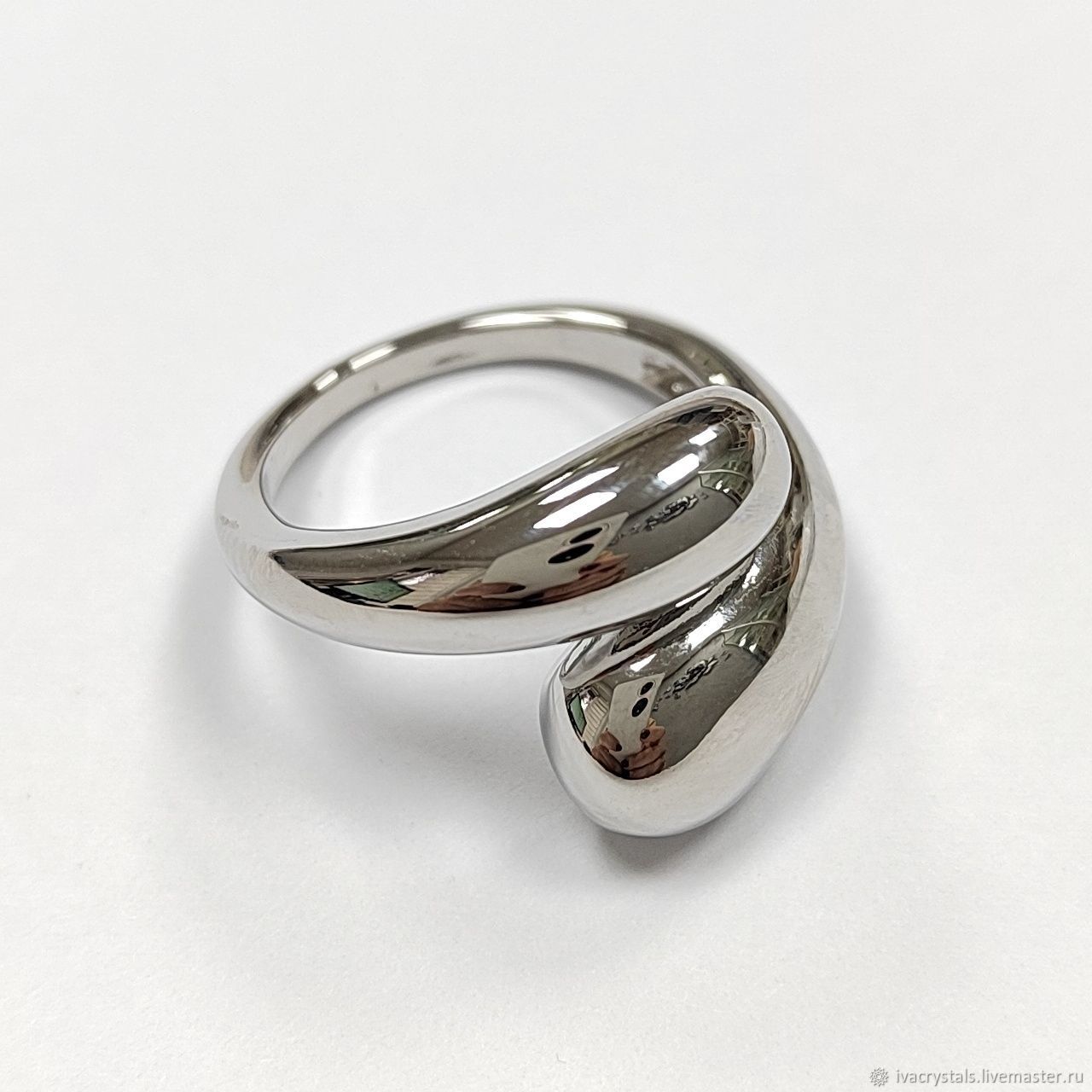 Кольцо 21х15 мм безразмерное, Родий, К42 купить в интернет-магазине ...