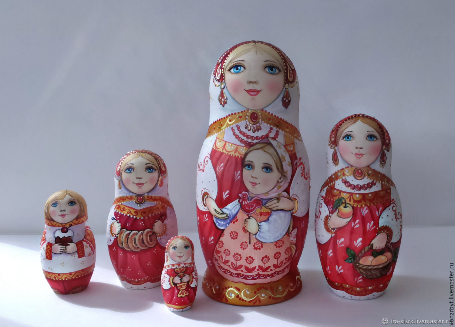 Matryoshka with children in red, Dolls1, Vitebsk,  Фото №1