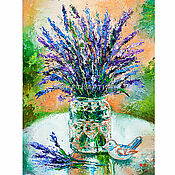 Картины и панно handmade. Livemaster - original item Oil painting lavender 