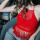 Red Fishnet Crochet Top, Cotton, Beachwear for Parties. Tops. NatalieKnit. Online shopping on My Livemaster.  Фото №2