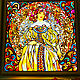 Illuminated painting  panel  stained glass Portrait of a girl (Alphonse Mucha). Pictures. House of the Sun (irina-bast). My Livemaster. Фото №4
