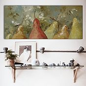 "Золотоносный ручей" 70х100 см большая картина маслом мастихином