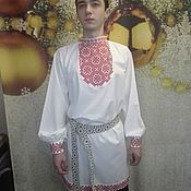 Русский стиль handmade. Livemaster - original item Shirt with embroidery in a traditional style, 