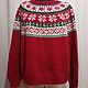 Джемпер женский красный с жаккардом новогодний. Джемперы. KnitOutfit. Ярмарка Мастеров.  Фото №4
