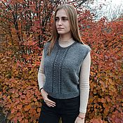 Одежда handmade. Livemaster - original item Women`s knitted cropped vest (sleeveless jumper). Handmade.