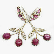 Украшения handmade. Livemaster - original item 925 Sterling silver cherry earrings with natural star-shaped rubies. Handmade.